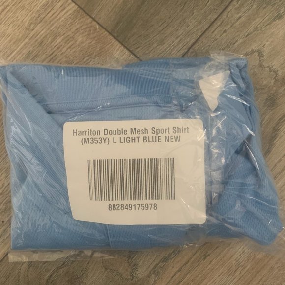 NWT HARRITON DOUBLE MESH SPORT SHIRT LIGHT BLUE LARGE & XL - Picture 8 of 10